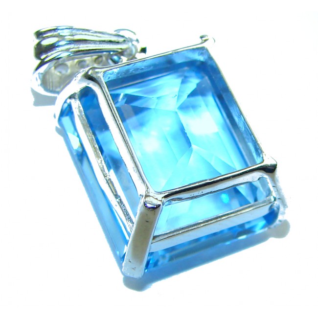 Costa del Sol baquette cut 10.8 carat Swiss Blue Topaz .925 Sterling Silver Handcrafted Pendant - photo 3