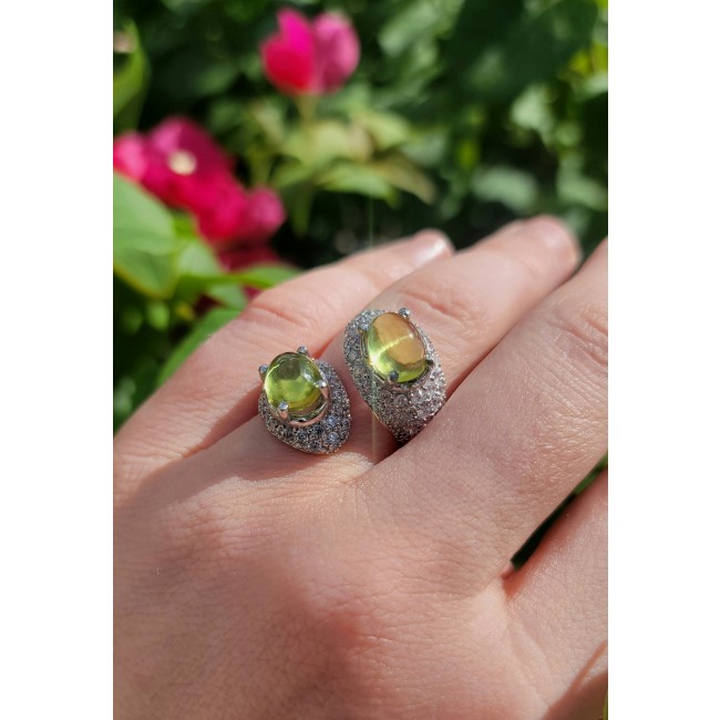 Spring authentic 8.9 carat Peridot .925 Sterling Silver Statement ring s. 6 - photo 4
