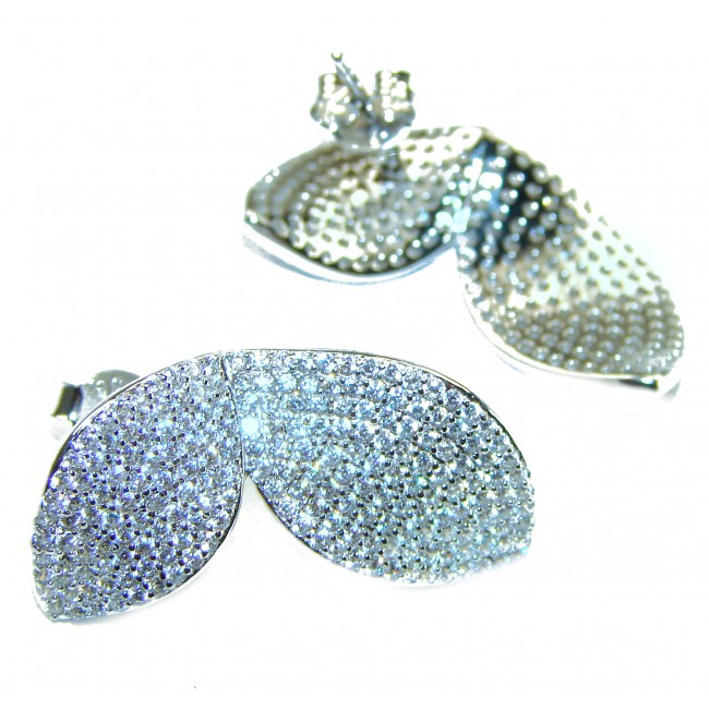 Precious Leaves 12.8 carat White Topaz .925 Sterling Silver Handcrafted Statement earrings - photo 1