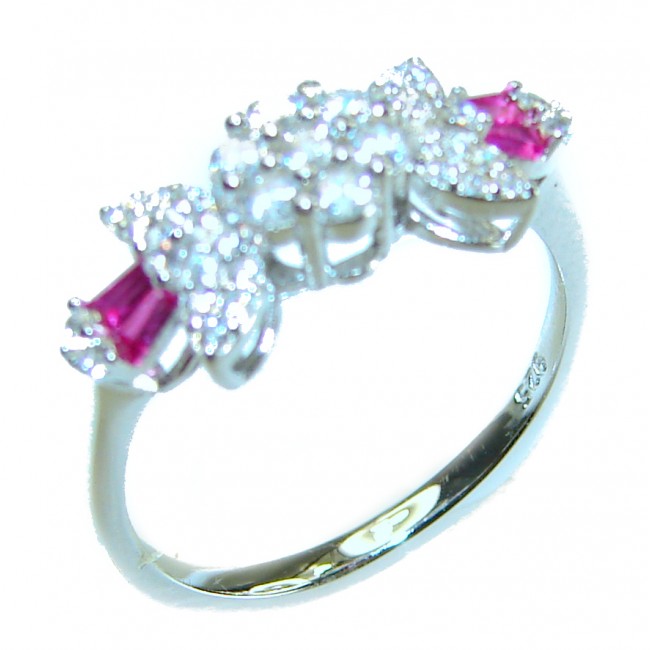 1.8 carat Authentic Ruby .925 Sterling Silver Handcrafted Ring size 6 3/4