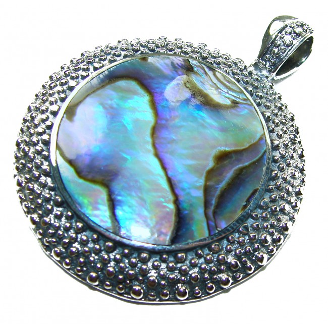 Gift of the Sea Natural Rainbow Abalone .925 Sterling Silver handmade Pendant