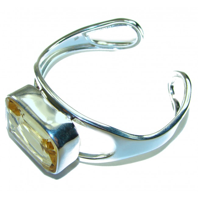 Simplicity 61.5 carat Genuine Lemon Quartz handcrafted .925 Sterling Silver Bracelet / Cuff - photo 3
