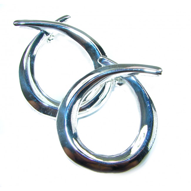 Large 1 5/8 inches long highly polished .925 Sterling Silver Italy made Earrings