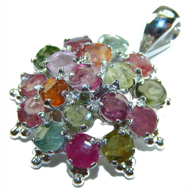 11.2 carat oval cut Brazilian Tourmaline .925 Sterling Silver Perfectly handcrafted pendant
