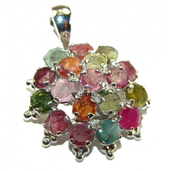 11.2 carat oval cut Brazilian Tourmaline .925 Sterling Silver Perfectly handcrafted pendant