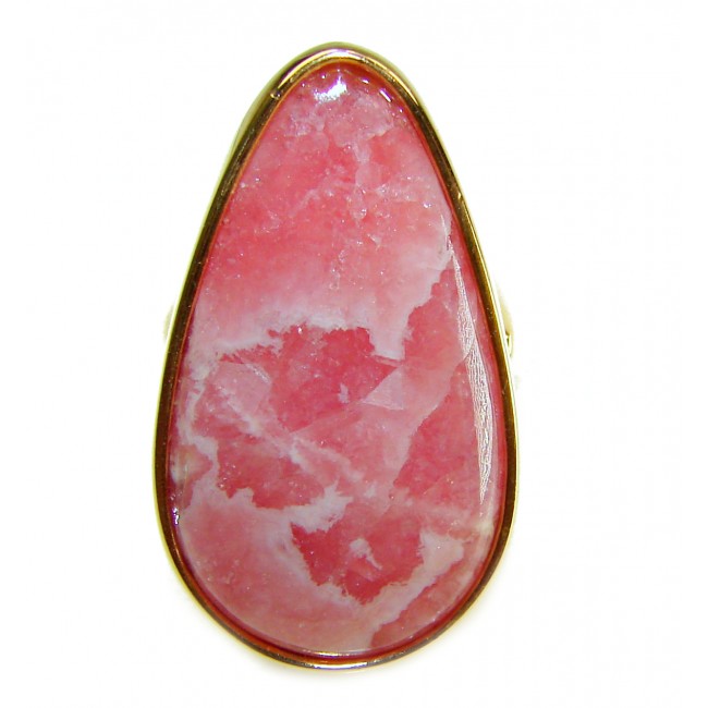 Strawberry Fields - 18.8 CARAT Argentinian Rhodochrosite 18K Gold over .925 Sterling Silver handmade ring size 8