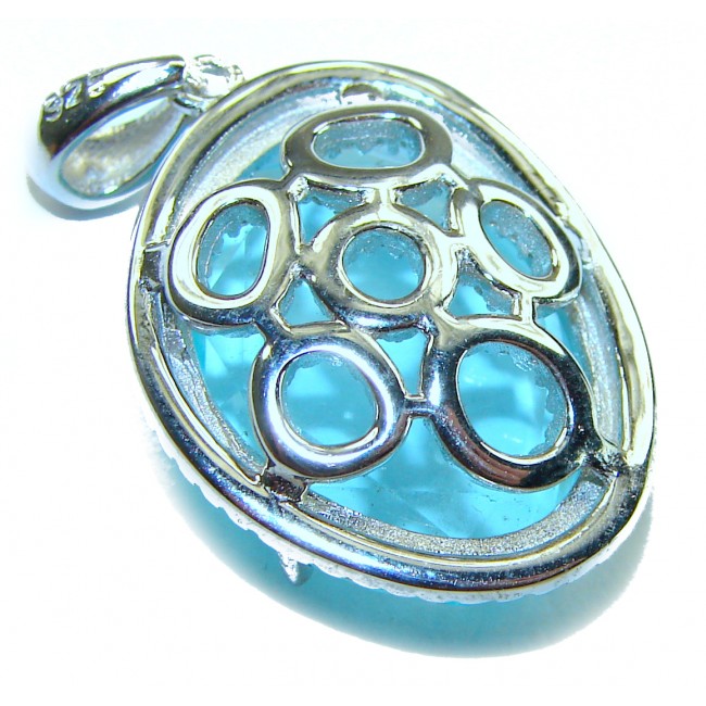 Eau Pure 11.5 carat Swiss Blue Topaz .925 Sterling Silver handmade Pendant - photo 2
