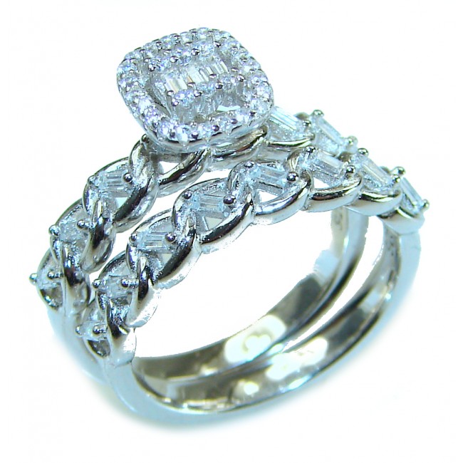 6.8 carat White Topaz .925 Sterling Silver brilliantly handcrafted stack ring s. 6 3/4