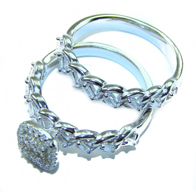 6.8 carat White Topaz .925 Sterling Silver brilliantly handcrafted stack ring s. 6 3/4