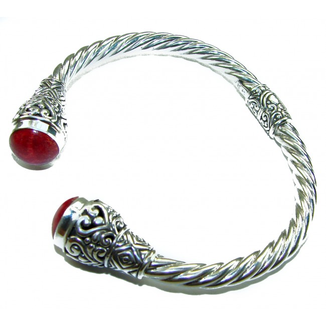 10.5 carat Fossilized Coral .925 Sterling Silver handcrafted Statement Bali made Bracelet