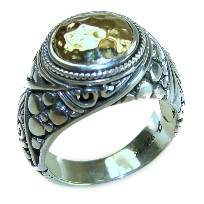 Precious - Bali made 2 tones .925 Sterling Silver handcrafted Ring s. 7 - Side view of Bali-made two-tone .925 Sterling Silver handcrafted ring