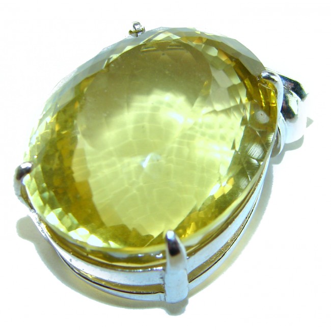 Perfection Oval cut 49.3 carat Lemon Quartz .925 Sterling Silver handcrafted LARGE pendant