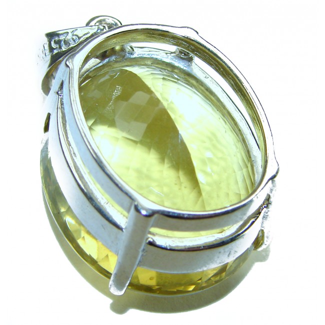 Perfection Oval cut 49.3 carat Lemon Quartz .925 Sterling Silver handcrafted LARGE pendant