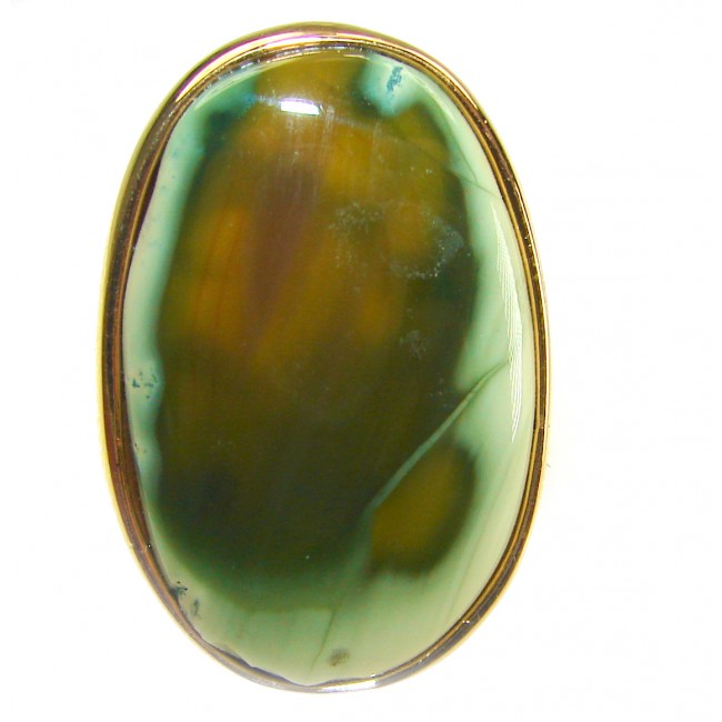 Genuine Top quality Imperial Jasper 14K Gold over .925 Sterling Silver handcrafted ring s. 8