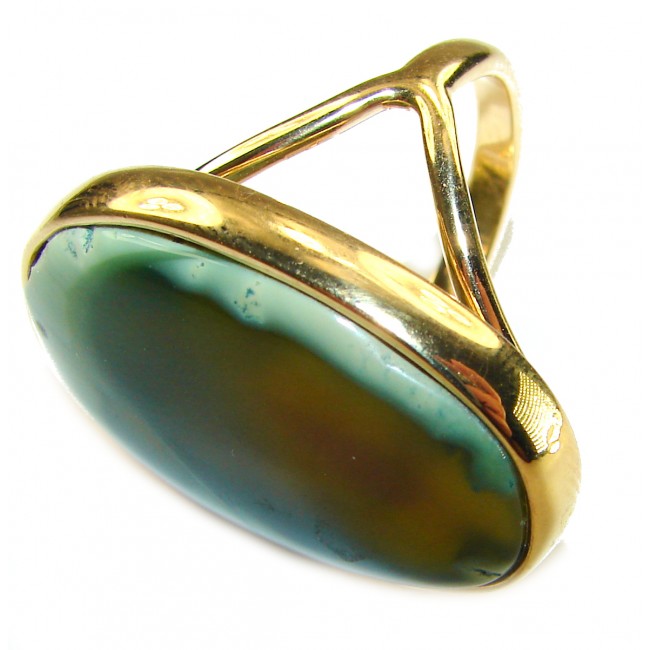 Genuine Top quality Imperial Jasper 14K Gold over .925 Sterling Silver handcrafted ring s. 8