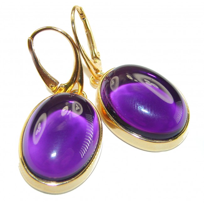 Lavender Beauty authentic 10.2 carat Amethyst 14K Gold over .925 Sterling Silver handcrafted earrings