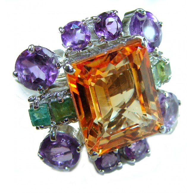 Real Beauty 19.5 carat Authentic Golden Topaz .925 Sterling Silver handcrafted Statement ring size 6 - photo 6