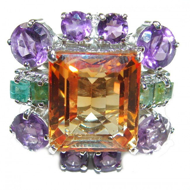 Real Beauty 19.5 carat Authentic Golden Topaz .925 Sterling Silver handcrafted Statement ring size 6 - photo 2