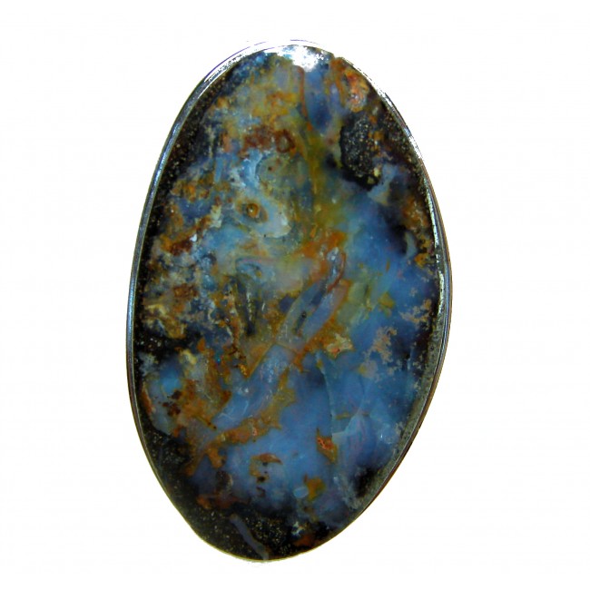 45.5 carat Australian Boulder Opal .925 Sterling Silver handcrafted ring size 8 adjustable
