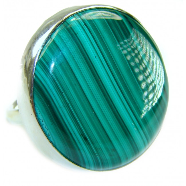 The best quality 39.2 CARAT genuine Malachite from Ural Mountains .925 Sterling Silver handcrafted ring size 7 adjustable