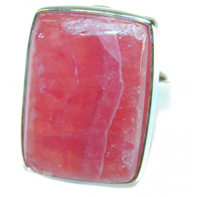 Strawberry Fields - 21.8 CARAT Argentinian Rhodochrosite .925 Sterling Silver handmade ring size 7