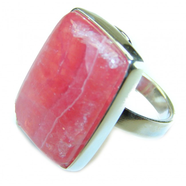 Strawberry Fields - 21.8 CARAT Argentinian Rhodochrosite .925 Sterling Silver handmade ring size 7