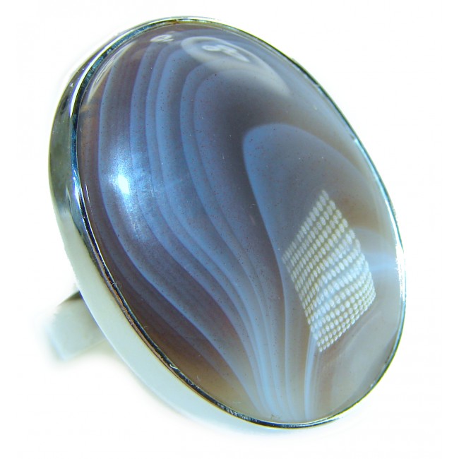 Sahara Dune Top Quality Botswana Agate .925 Sterling Silver handcrafted Ring s. 8 adjustable