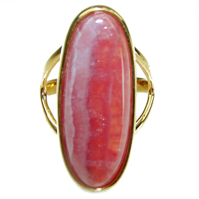 Large top quaity Argentinian Rhodochrosite 18K Gold over .925 Sterling Silver handmade ring size 8 3/4