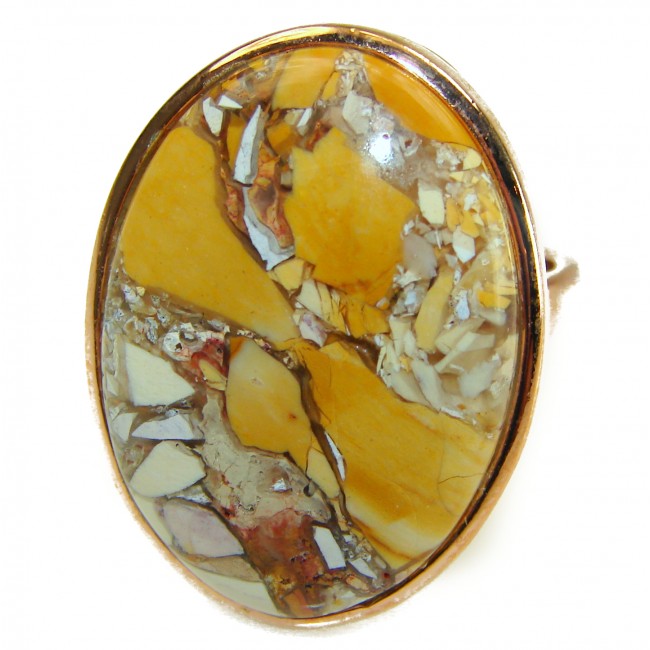 Flawless Australian Bracciated Mookaite 14K Gold over .925 Sterling Silver Ring size 8 adjustable