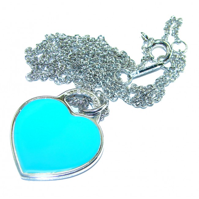 Angel's Heart inlay Turquoise .925 Sterling Silver handcrafted necklace