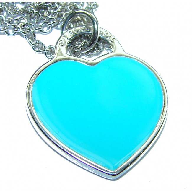 Angel's Heart inlay Turquoise .925 Sterling Silver handcrafted necklace