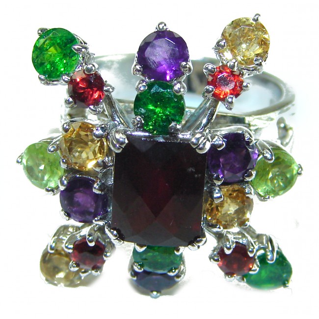 Trust in Journey 15.8 carat authentic Garnet .925 Sterling Silver handmade Ring size 8