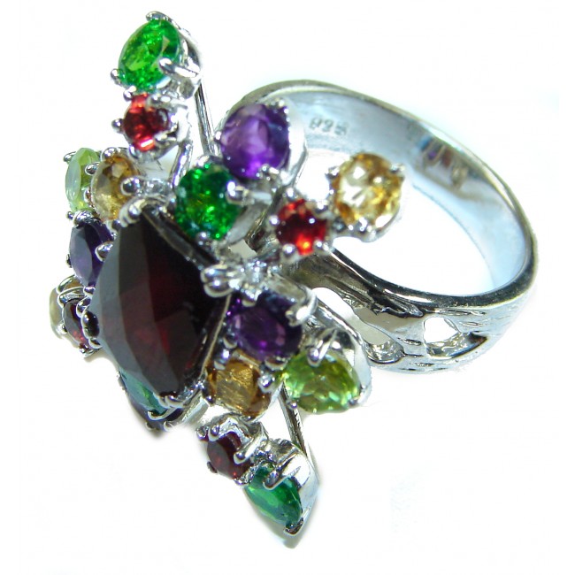 Trust in Journey 15.8 carat authentic Garnet .925 Sterling Silver handmade Ring size 8