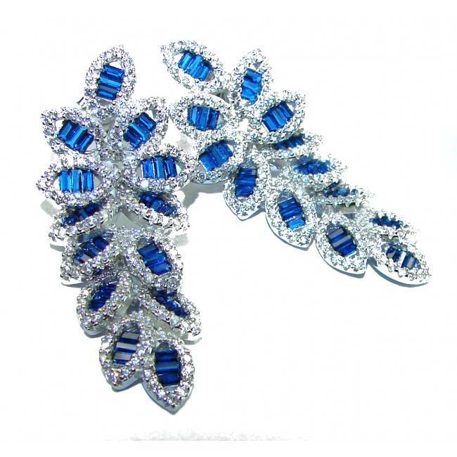 Art Deco - Magnificent Jewel 8.5 carat Sapphire .925 Sterling Silver handcrafted incredible earrings - photo 3