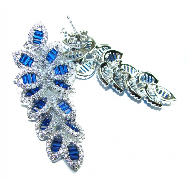 Art Deco - Magnificent Jewel 8.5 carat Sapphire .925 Sterling Silver handcrafted incredible earrings - photo 1
