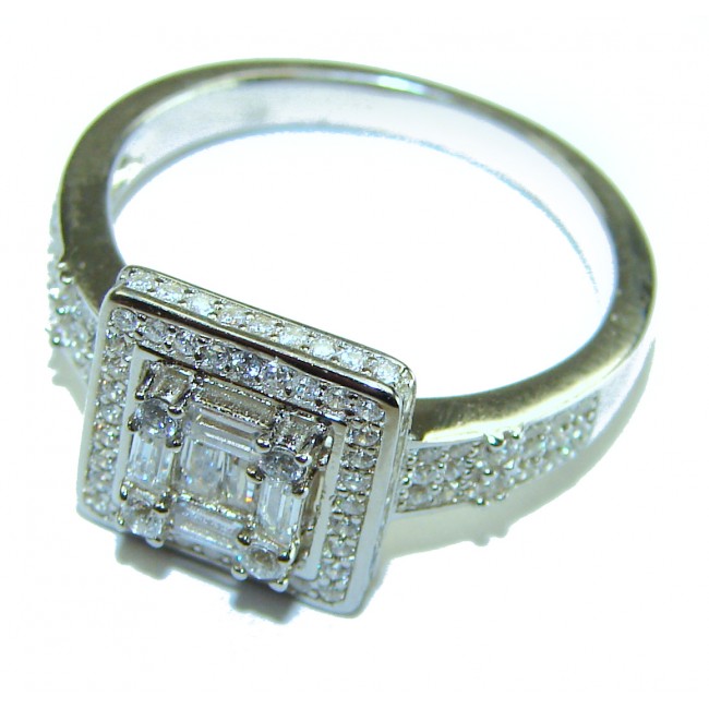 6.8 carat White Topaz .925 Sterling Silver brilliantly handcrafted stack ring s. 9 - Close-up of 6.8 carat White Topaz ring in .925 Sterling Silver.