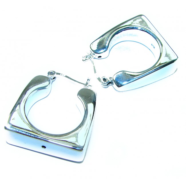 LARGE - EXTRAVAGANZA - Highly Polished Fancy .925 Sterling Silver Italy made Earrings - photo 1
