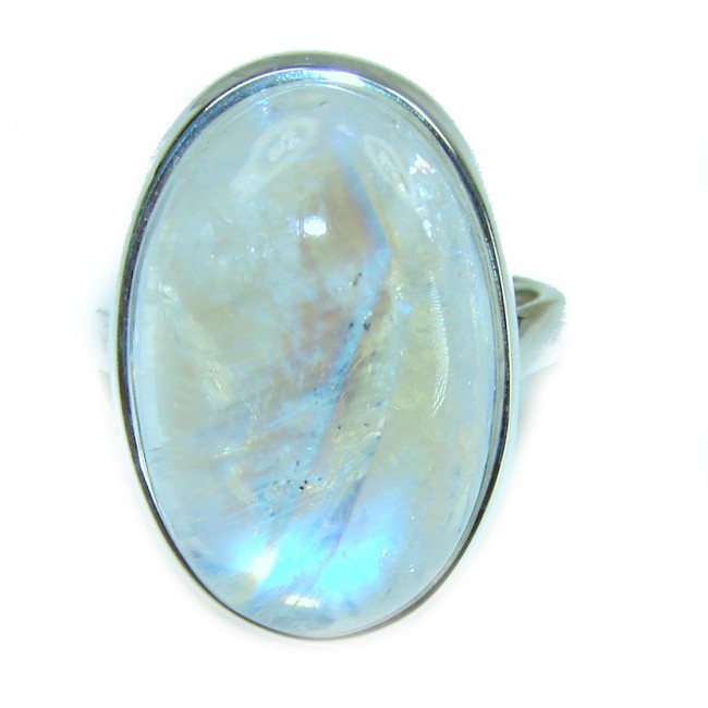 Top quality AAAAA quality Rainbow Moonstone .925 Sterling Silver handmade ring s. 7