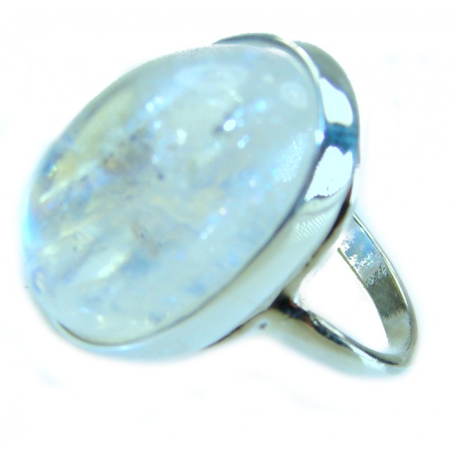 Top quality AAAAA quality Rainbow Moonstone .925 Sterling Silver handmade ring s. 7