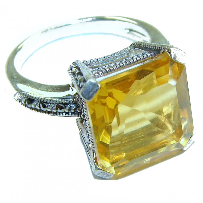 Splendid 9.5 carat Citrine .925 Sterling Silver Handcrafted Statement ring size 8 1/4