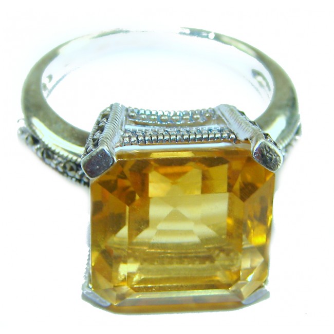 Splendid 9.5 carat Citrine .925 Sterling Silver Handcrafted Statement ring size 8 1/4