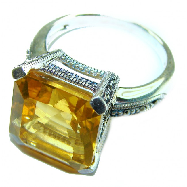 Splendid 9.5 carat Citrine .925 Sterling Silver Handcrafted Statement ring size 8 1/4
