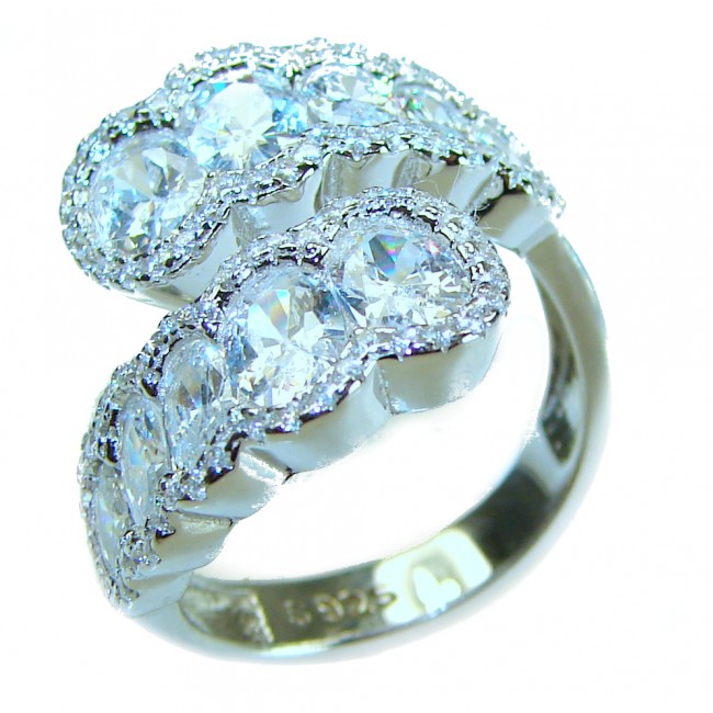Art Deco Genuine 6.5 carat White Topaz .925 Sterling Silver handcrafted Ring size 5 3/4