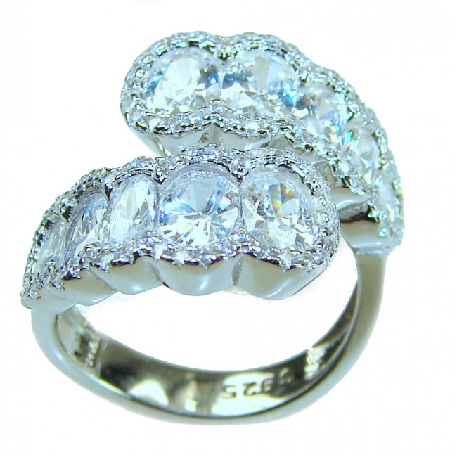 Art Deco Genuine 6.5 carat White Topaz .925 Sterling Silver handcrafted Ring size 5 3/4