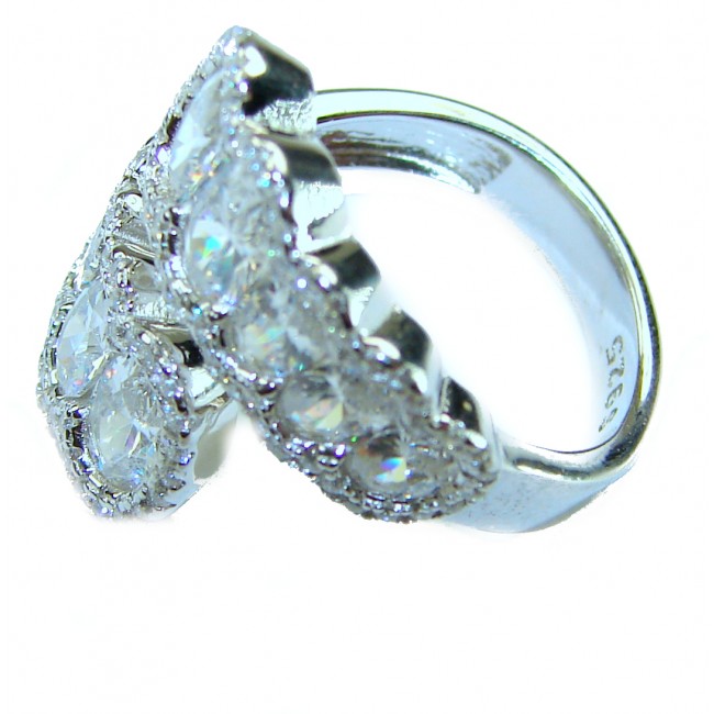 Art Deco Genuine 6.5 carat White Topaz .925 Sterling Silver handcrafted Ring size 5 3/4