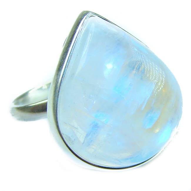 Top quality AAAAA quality Rainbow Moonstone .925 Sterling Silver handmade ring s. 10