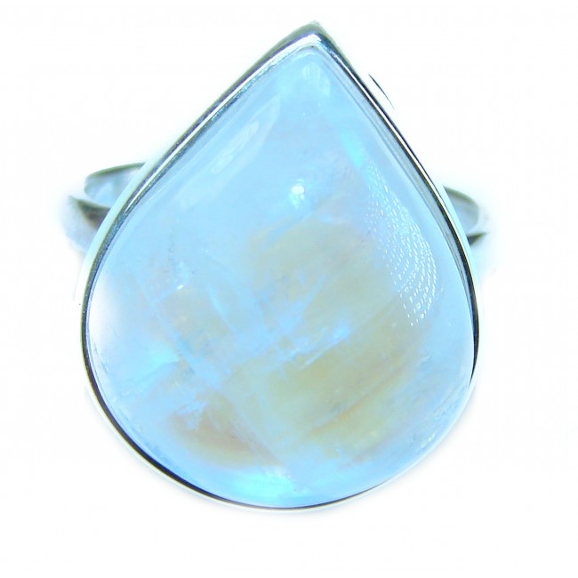 Top quality AAAAA quality Rainbow Moonstone .925 Sterling Silver handmade ring s. 10