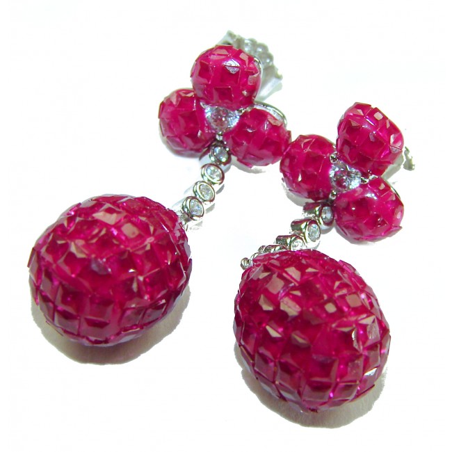 Giovanna - Authentic 19.9 carat Ruby .925 Sterling Silver handcrafted earrings