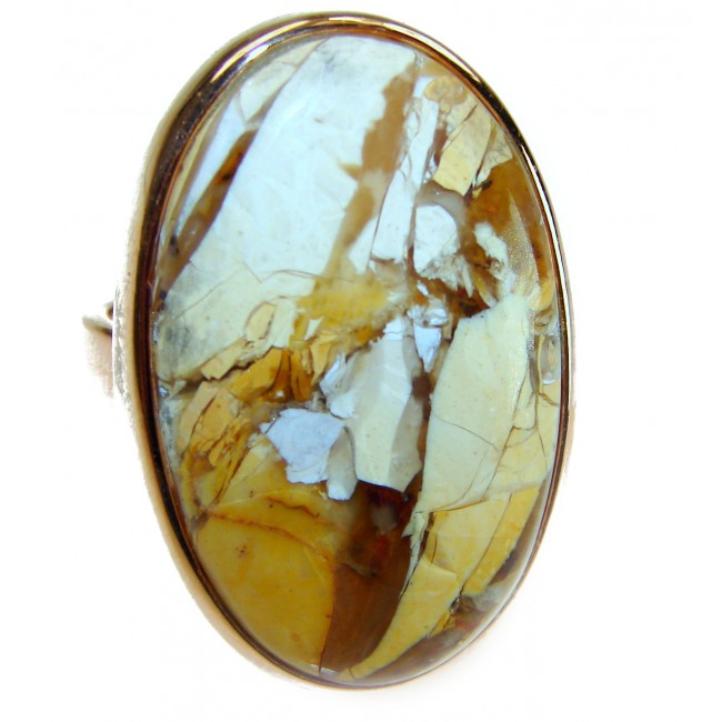 Flawless Australian Bracciated Mookaite 14K Gold over .925 Sterling Silver Ring size 8 adjustable