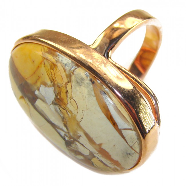 Flawless Australian Bracciated Mookaite 14K Gold over .925 Sterling Silver Ring size 8 adjustable